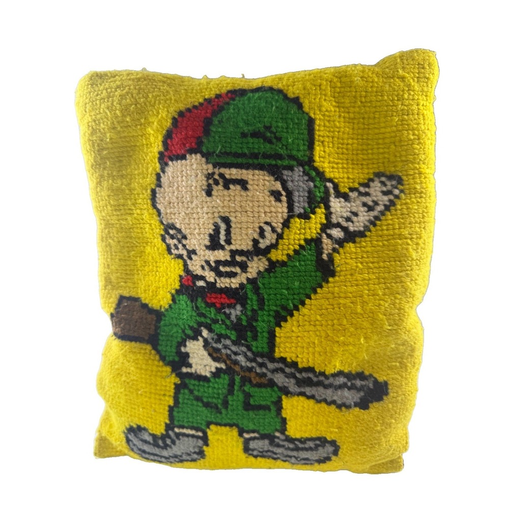 Retro Elmer Fudd Hunting Latch Hook Rug Throw Pillow Warner Bros Vintage
